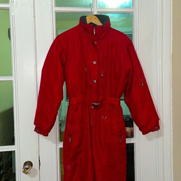 Vintage 90s 80s couloir women’s red ski snow mountaineering jumpsuit outfit - Picture 6 of 17